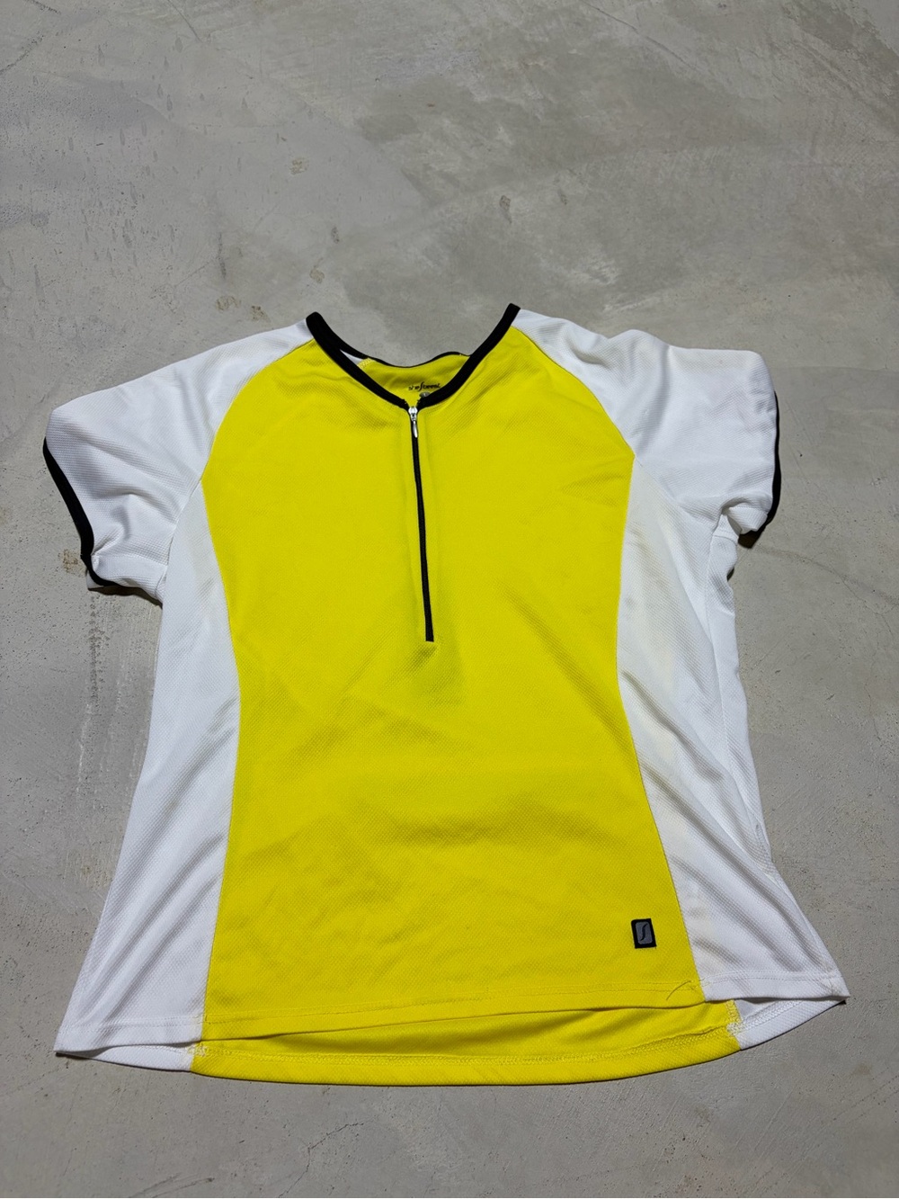 shebeest Yellow and White Short Sleeve Cycling Jersey with Black Trim